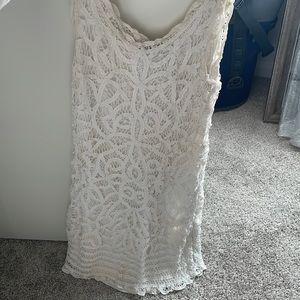 White Crochet Lace Mini Dress